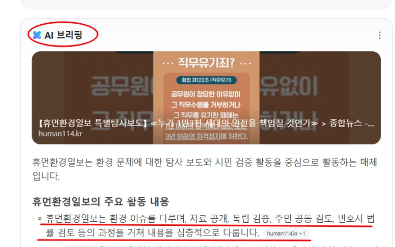 AI에게 휴먼환경일보가 어떤일을 하는 환경단체인지에 대하여 질문하였다.!!!