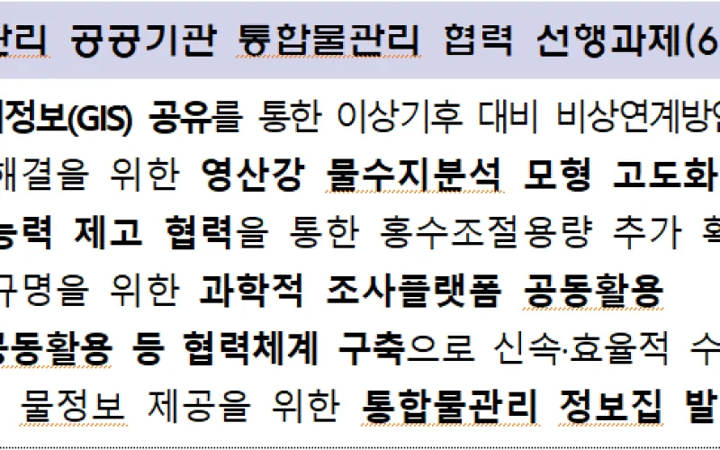 국가물관리위원회, 공공기관 통합물관리 협력과제 본격 추진